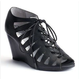 sugar Kaira Women's Lace-Up Caged Wedge Sandals